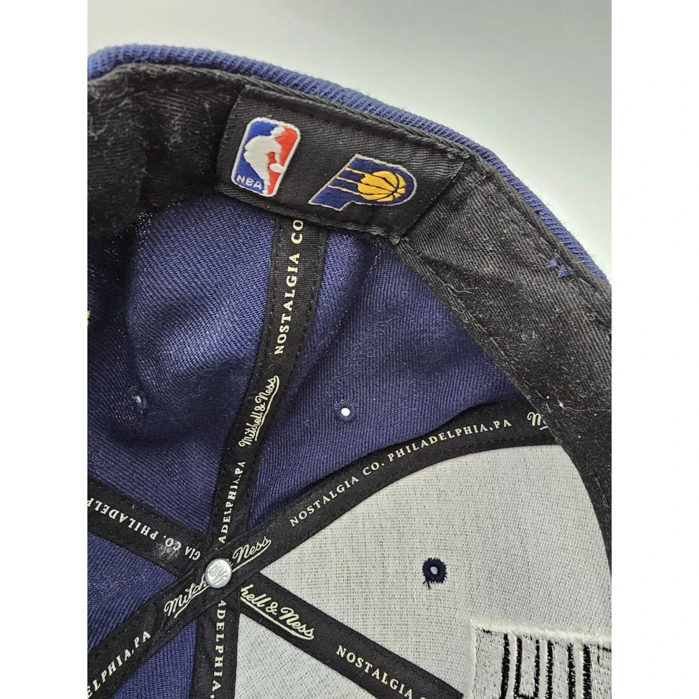 Mitchell & Ness Indiana Pacers Snapback Hat Blue Black White Logo Wool Blend‎